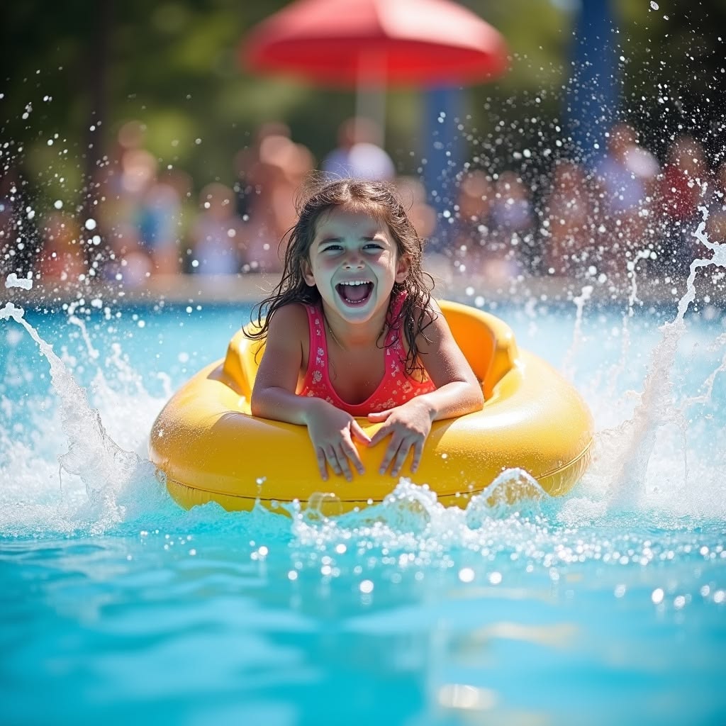 Children playing in the wave pool