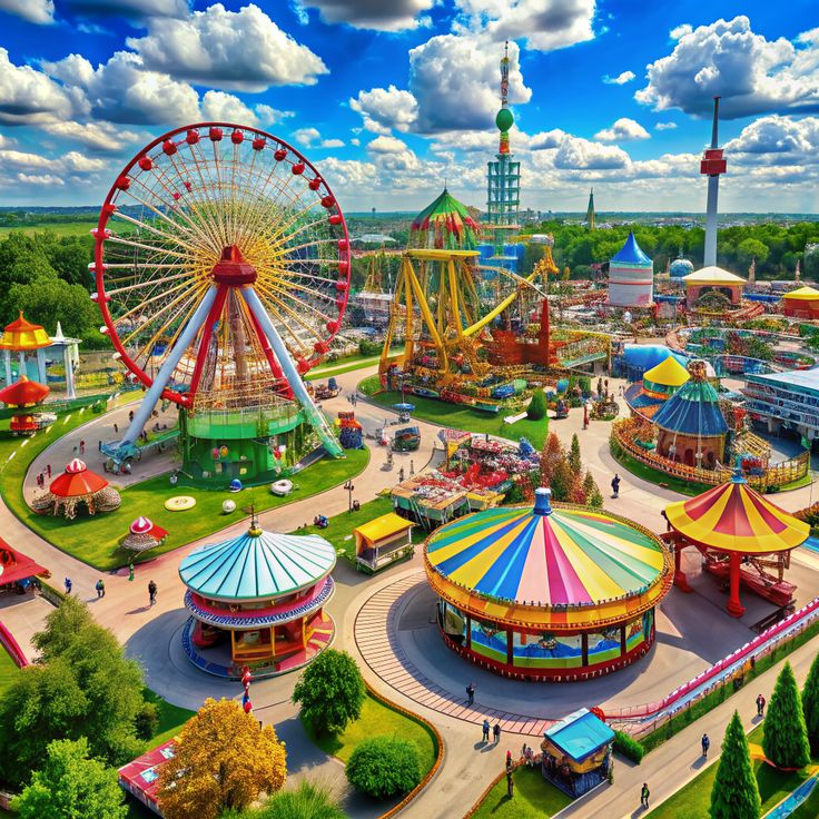 Swinging ship and ferris wheel adventure rides